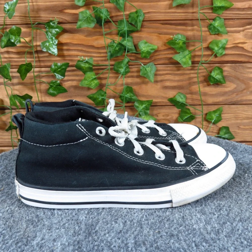 Converse Chuck Taylor All Star Street Mid Kids Sneakers‎ Size 3 Black Canvas